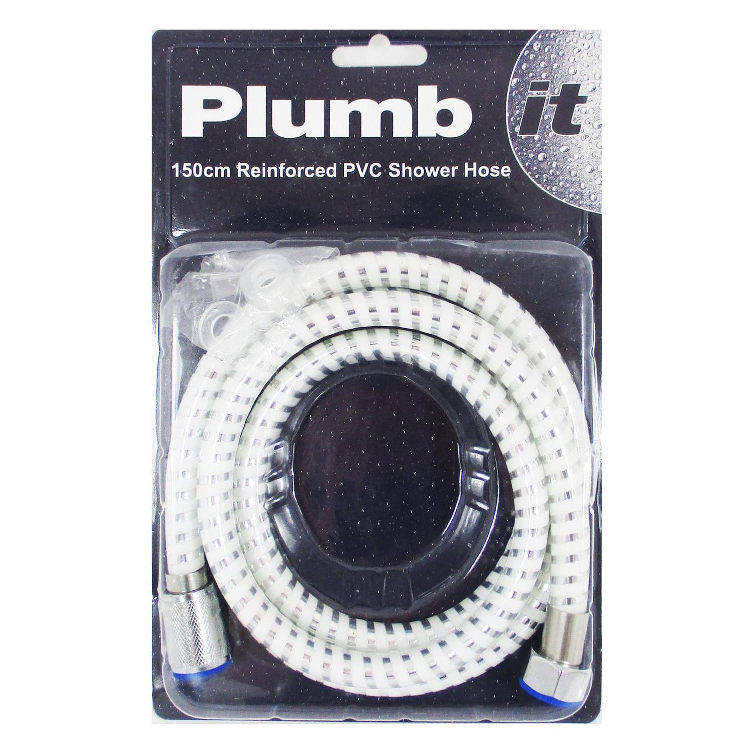 PVC Shower Hose 150cm White & Chrome