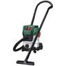 Bosch PAS20-220P 1200W Wet Dry Vacuum Cleaner Set 20L Stainless Steel 220m Bar Incl: Extension pipes, Suction Hose + Handle, Floor Nozzle, Crevice Nozzle, Vac Fleece Bag, Flat Pleated Filter, Universal Adapter