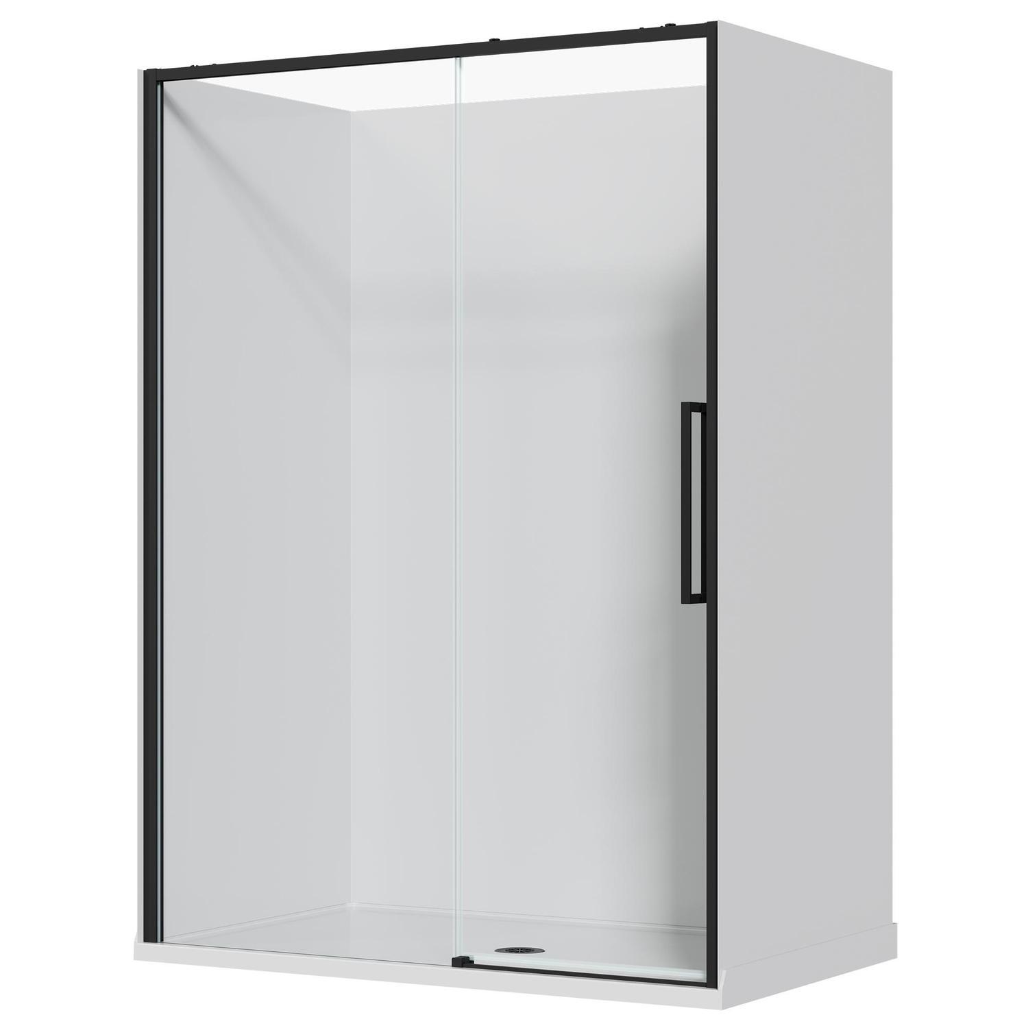 Alcove Frameless Sliding Flat Wall Acrylic Shower 1500 x 915 x 2040mm Black