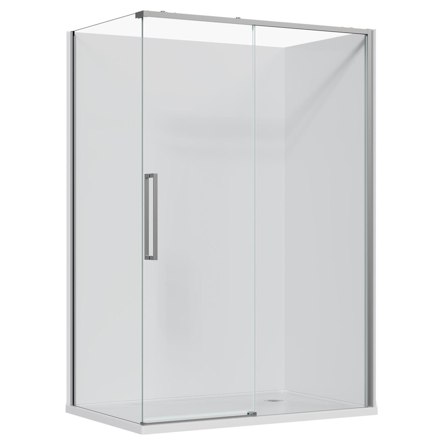 2 Sided Frameless Sliding Flat Wall Acrylic Shower RH 1400 x 915 x 2040mm Chrome