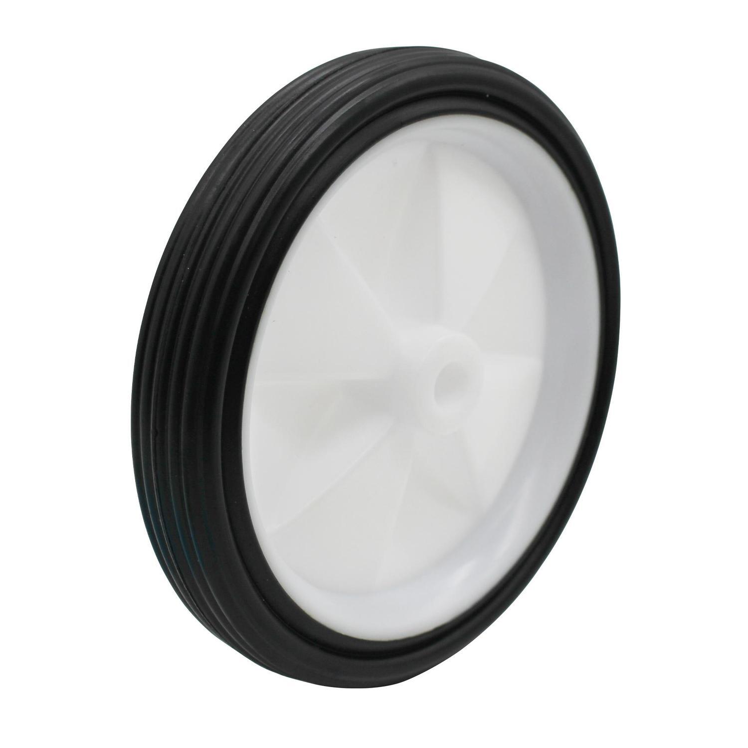 Rubber Tyred Plastic Centered Wheel 130mm White