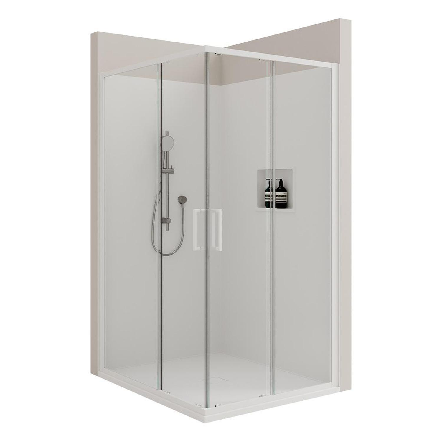 Shower Package With Sliding Screens & White Base