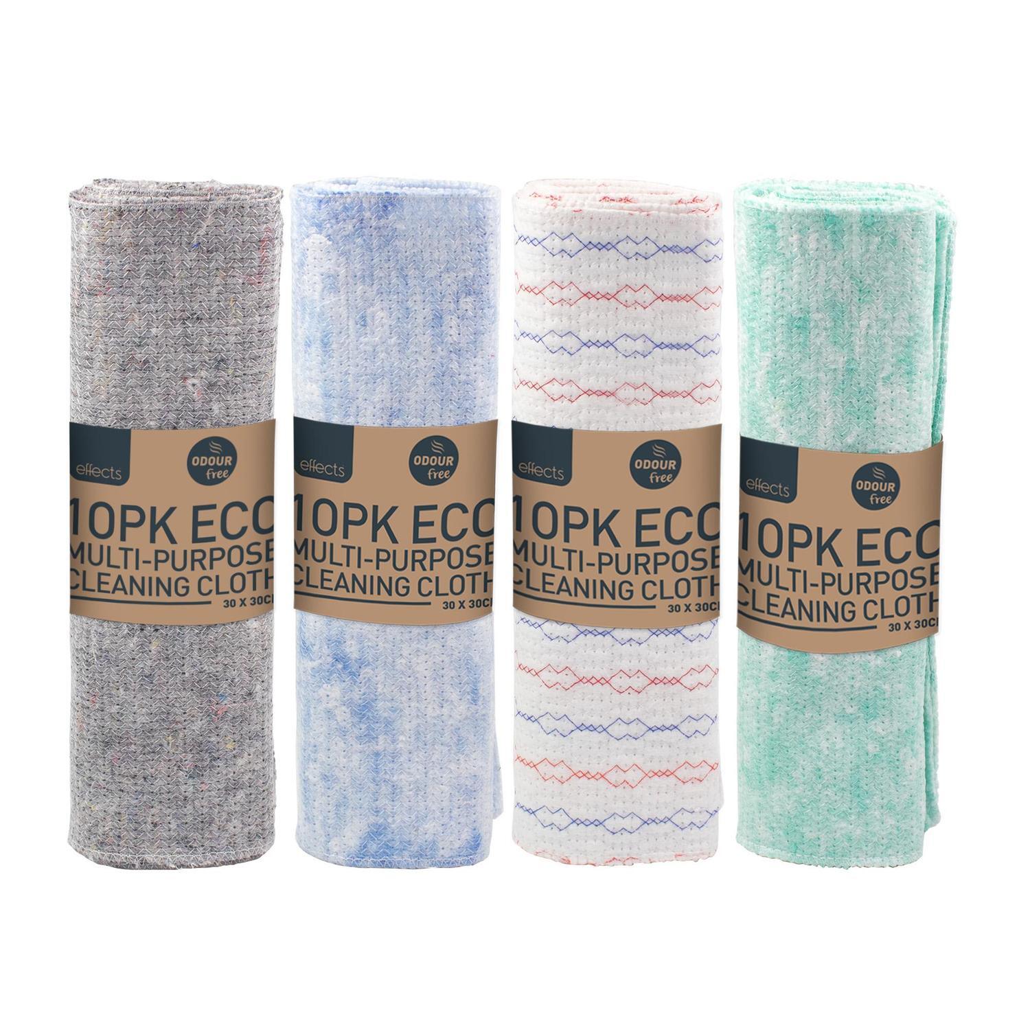ECO Multi-Purpose Cleaning Cloth 10 Pack 300 x 300mm Assorted Colours