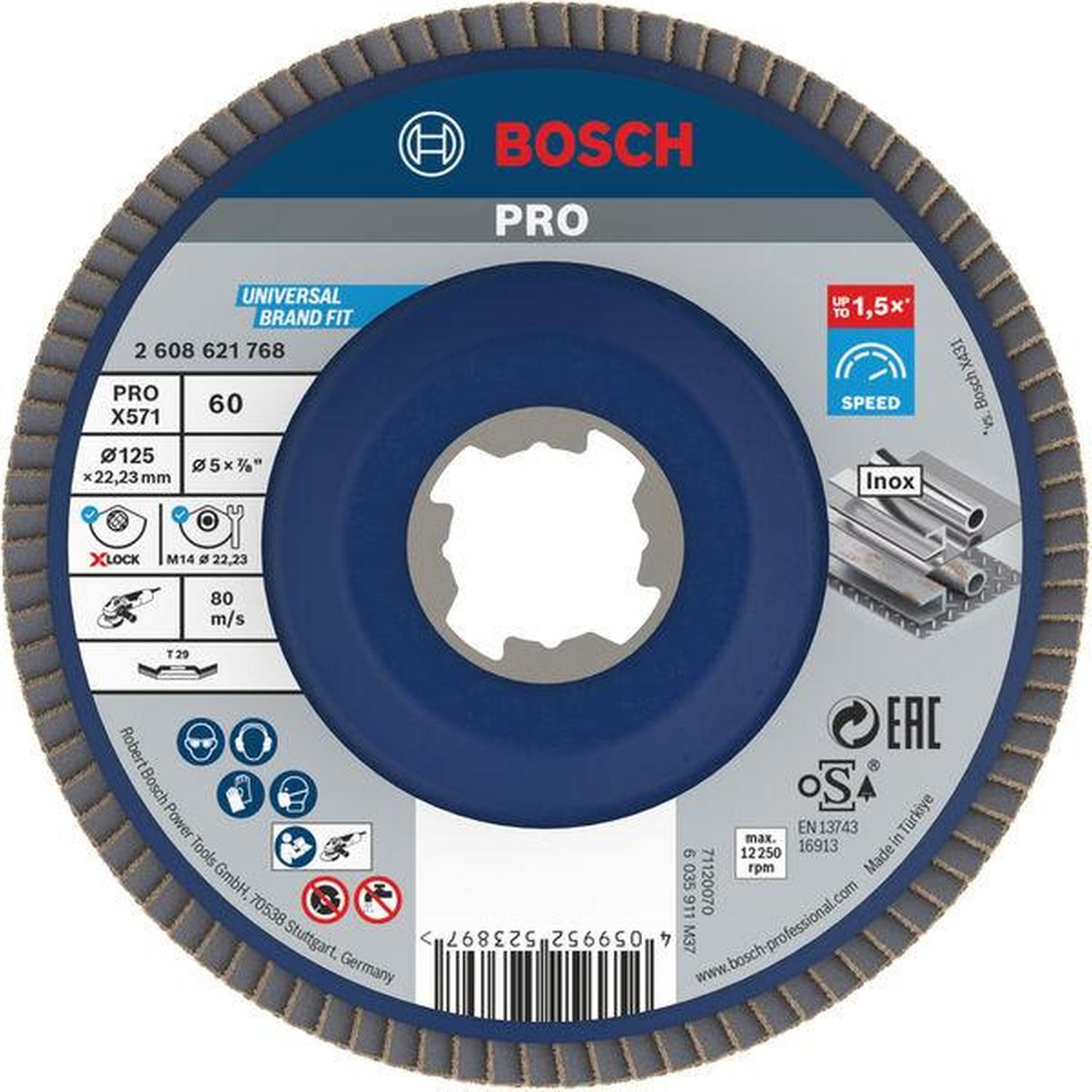 Bosch X-Lock 125mm 60-Grit Zirconia Angled Flap Disc