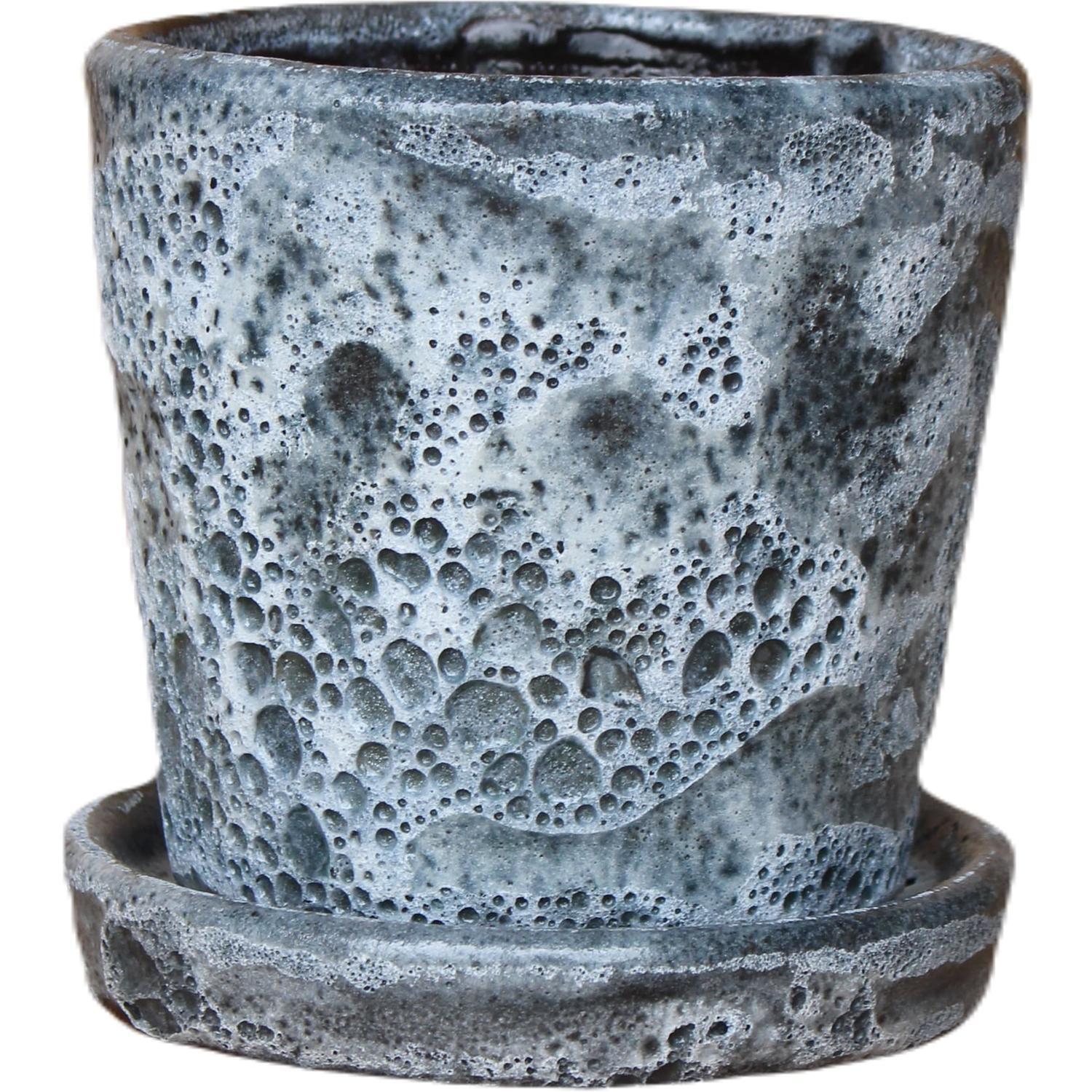 Abyss Indoor Pot and Saucer 13cm Black