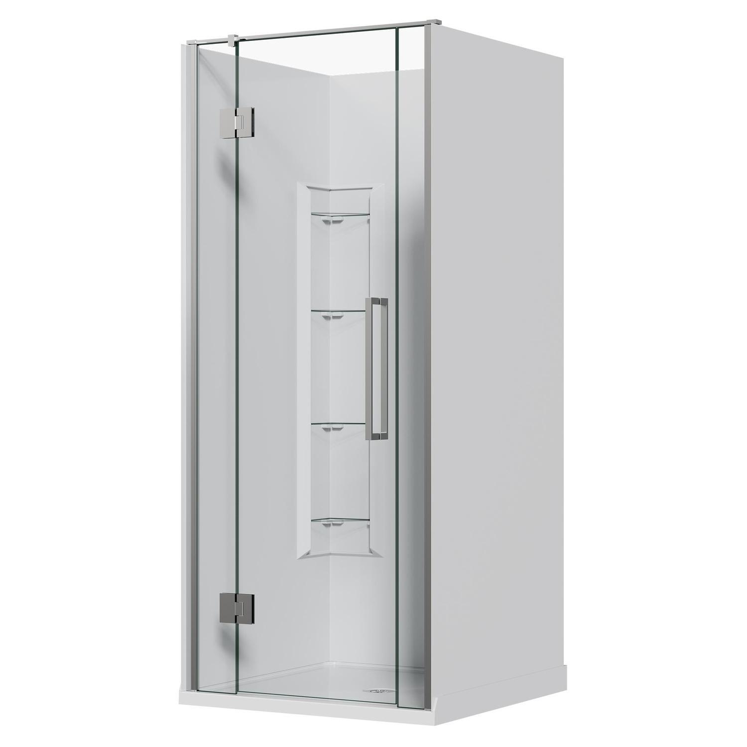 Alcove Frameless Hinged Corner Mould Acrylic Shower 900 x 900 x 1990mm Chrome
