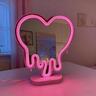 Neon Heart Mirror Table Light 220 x 180 x 60mm / 5V Pink
