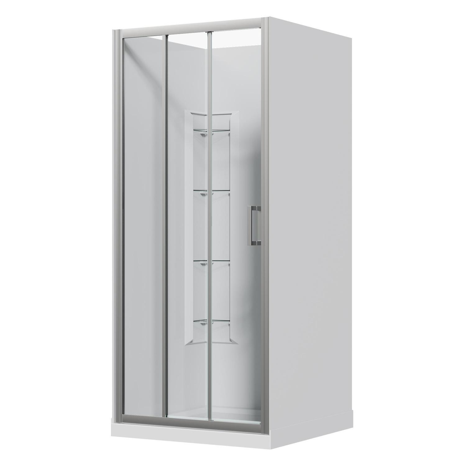Alcove Panel Stacker Corner Mould Acrylic Shower 900 x 900 x 2015mm Chrome