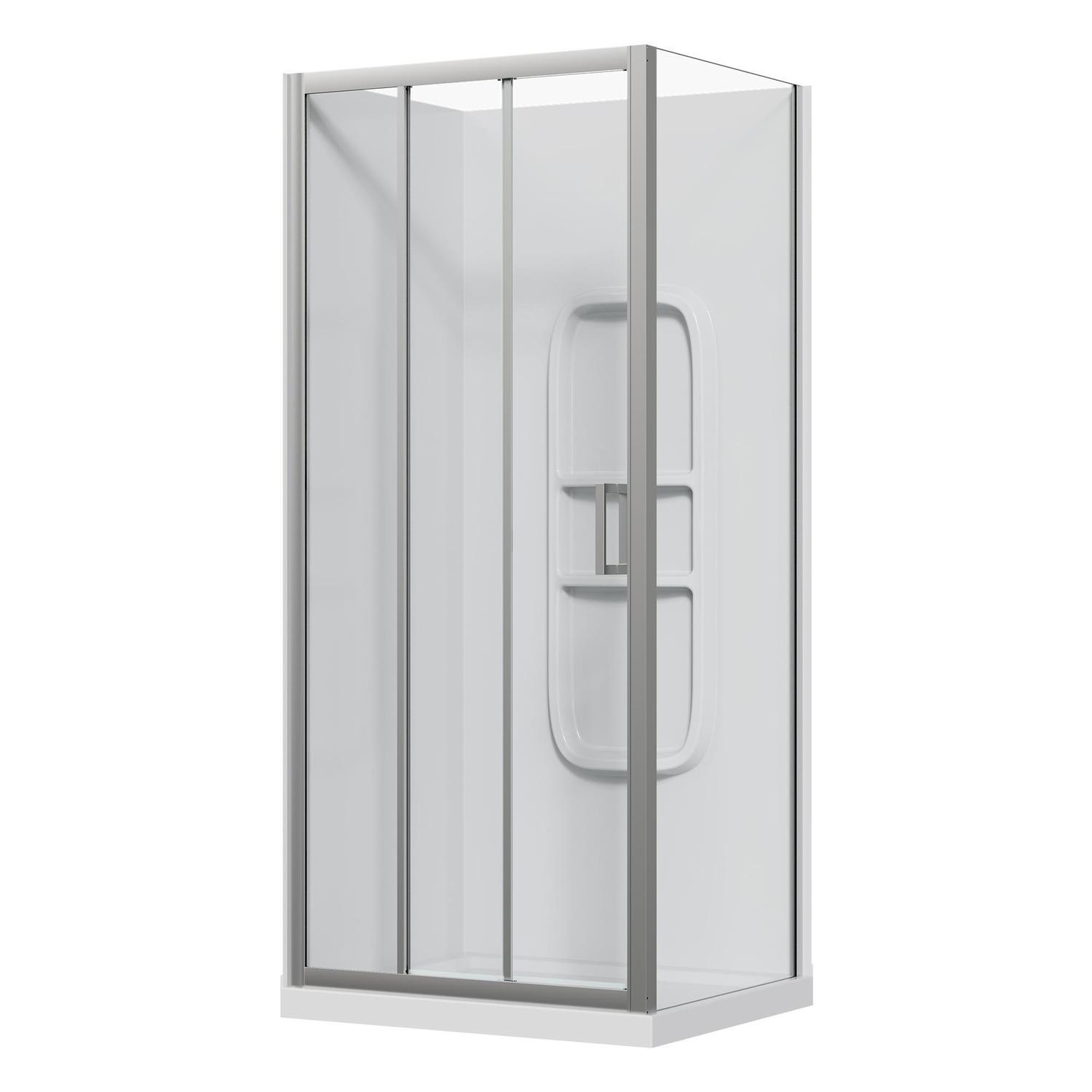 2 Sided Panel Stacker Side Mould Acrylic Shower LH 900 x 750 x 2015mm Chrome