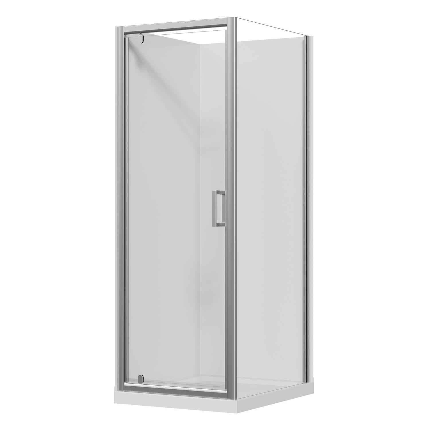 2 Sided Flat Wall Acrylic Shower LH 750 x 900 x 2015mm Chrome