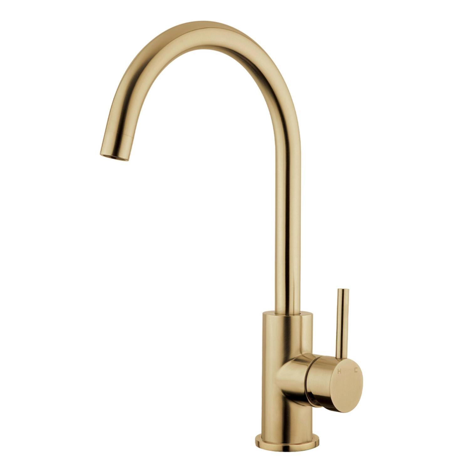 Gooseneck Sink Mixer  Brushed Brass (PVD)