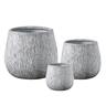 Round Cement Carve Pot L Grey