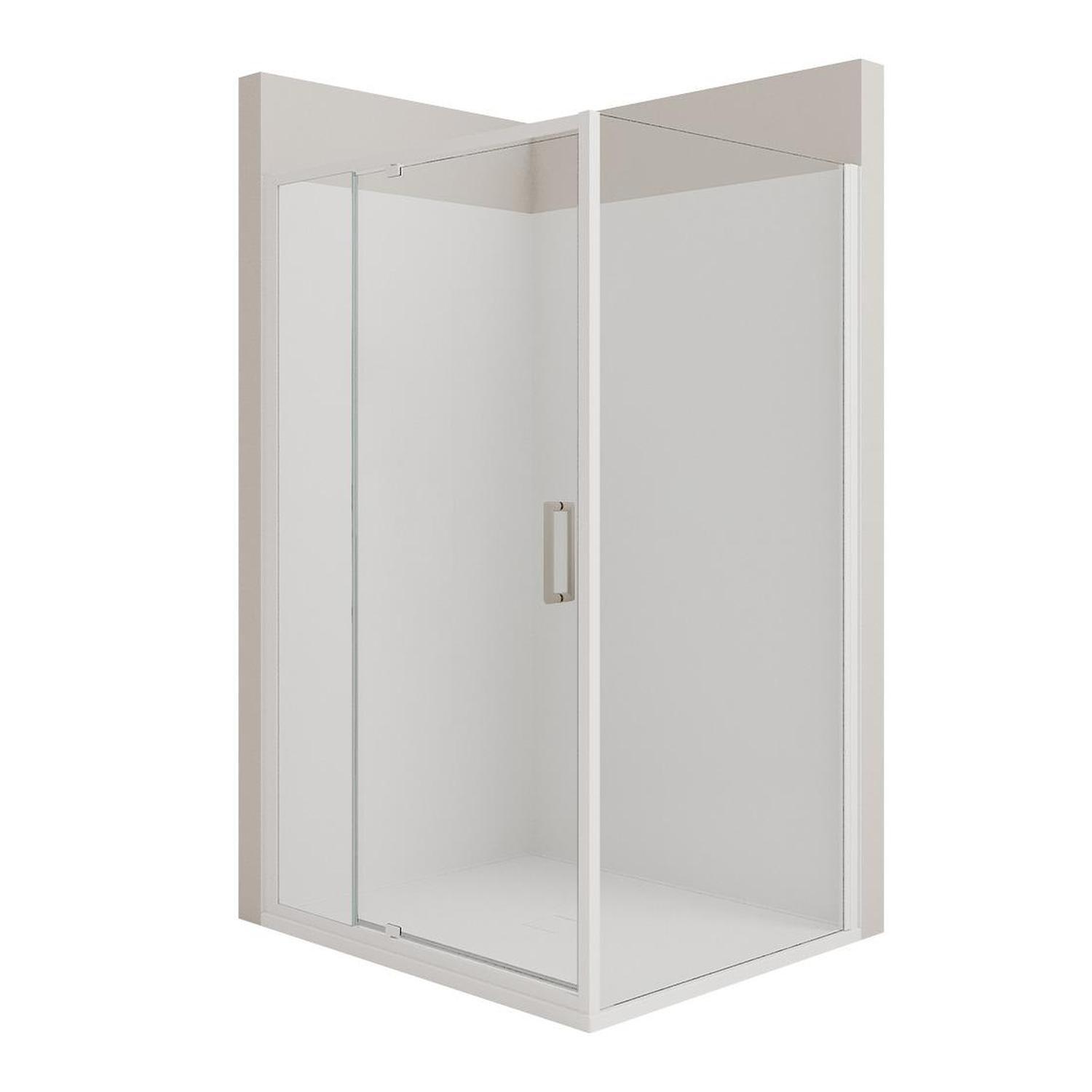 Left Hand 2 Sided Tiled Wall Shower 1200 x 900mm Brushed Nickel