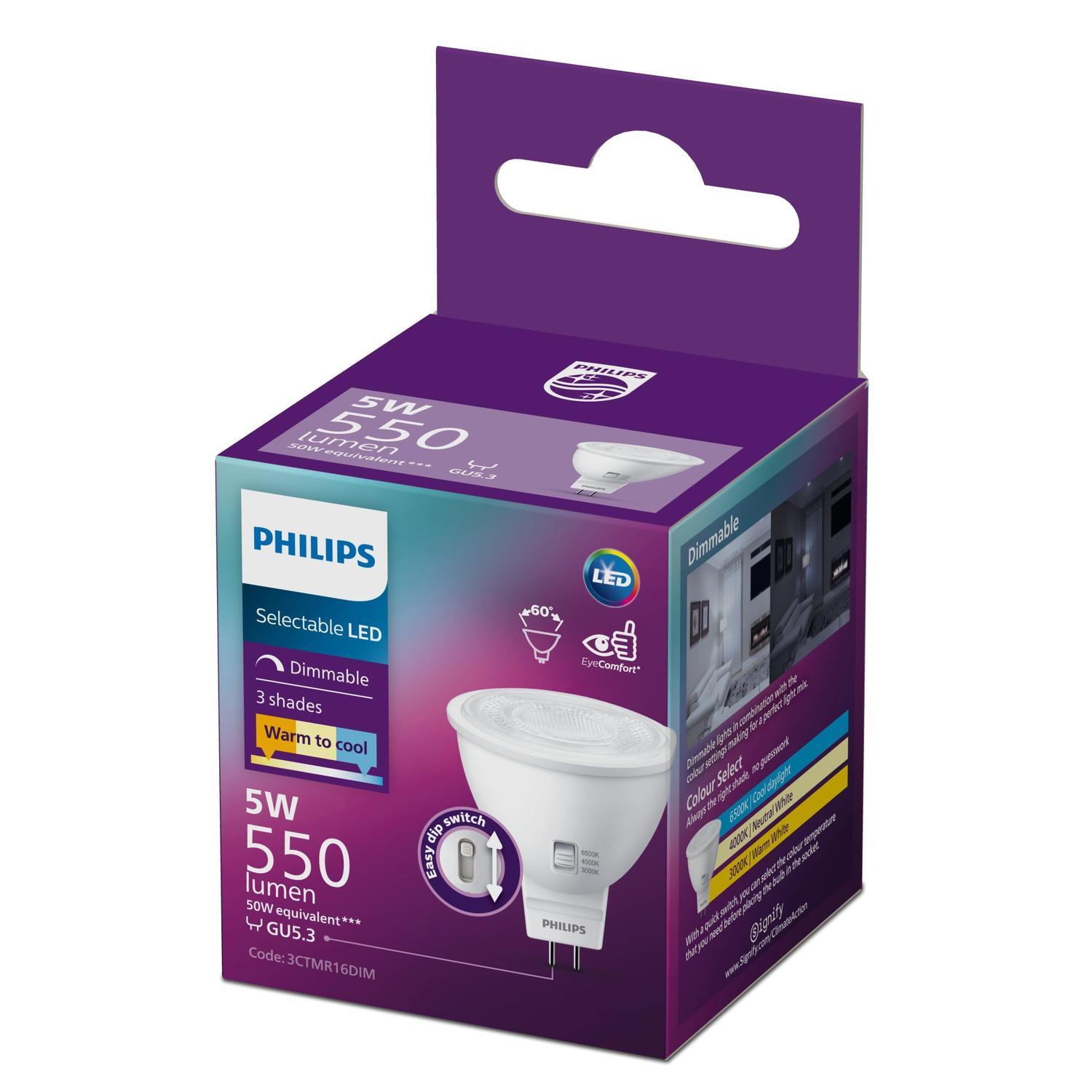 LED Spot 5 Watt 550 Lumens 3Cct Dim Mr16 12V 60D  Frosted
