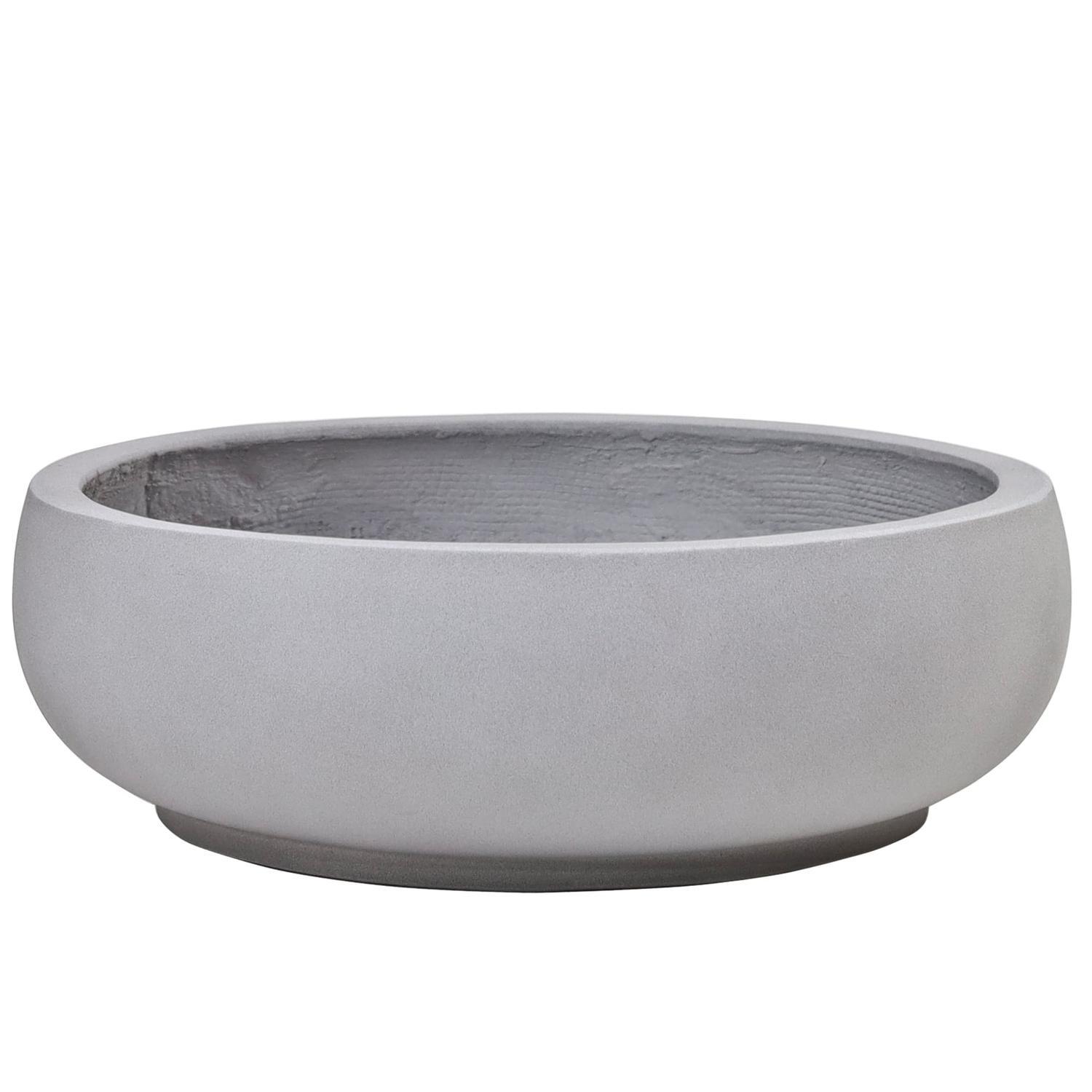 Cement Low Planter Bowl 45cm Grey