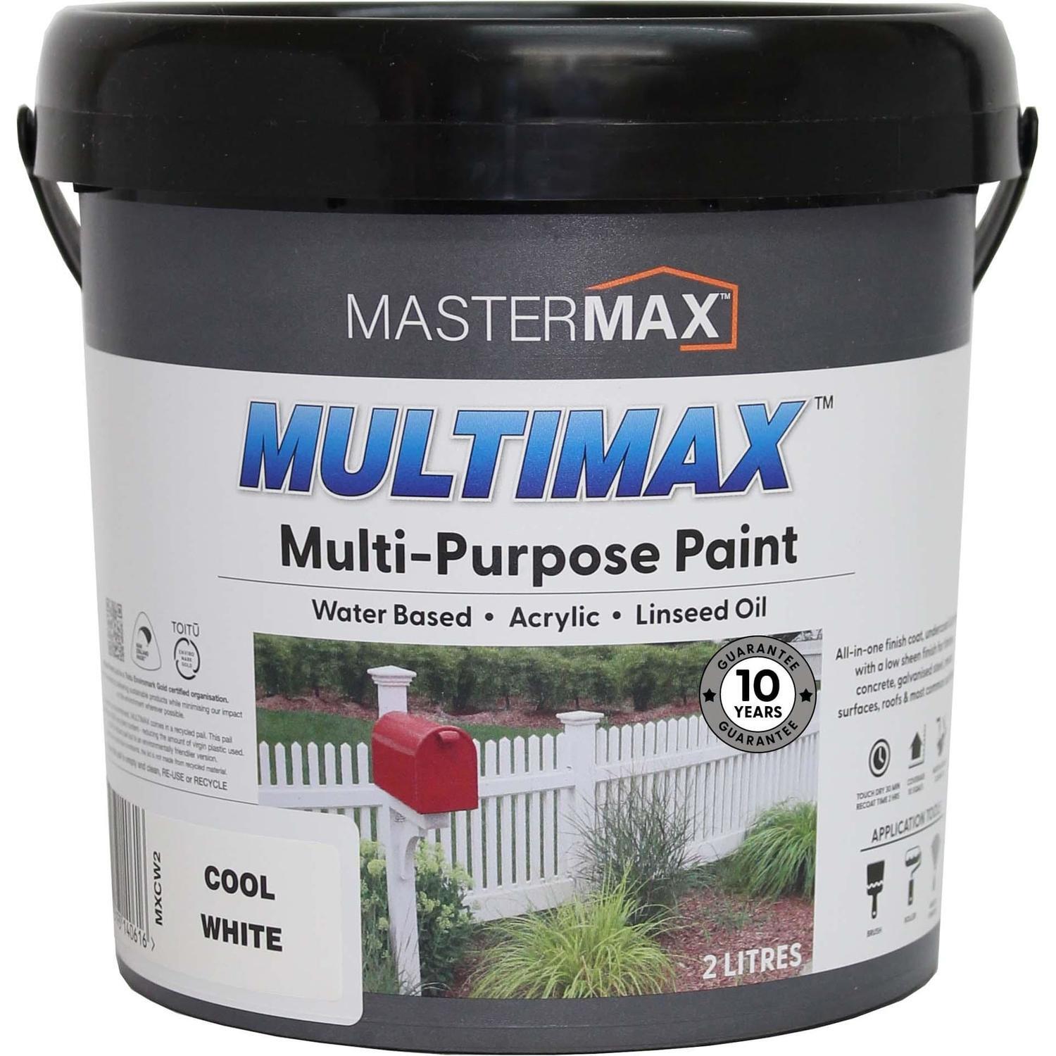 Multi-Purpose Paint Water Based Acrylic and Linseed Oil 2L Cool White