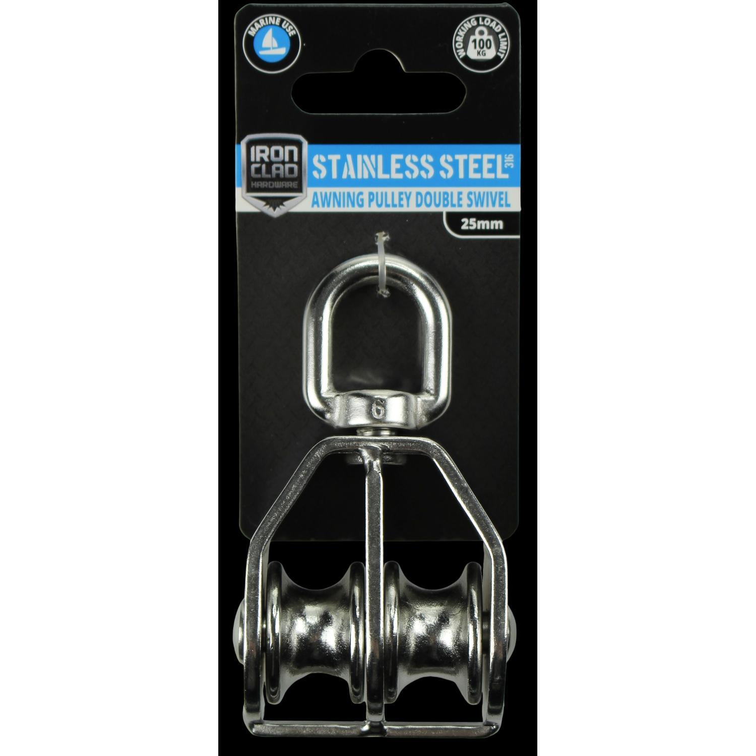 Double Swivel Awning Pulley 25mm Stainless Steel 316