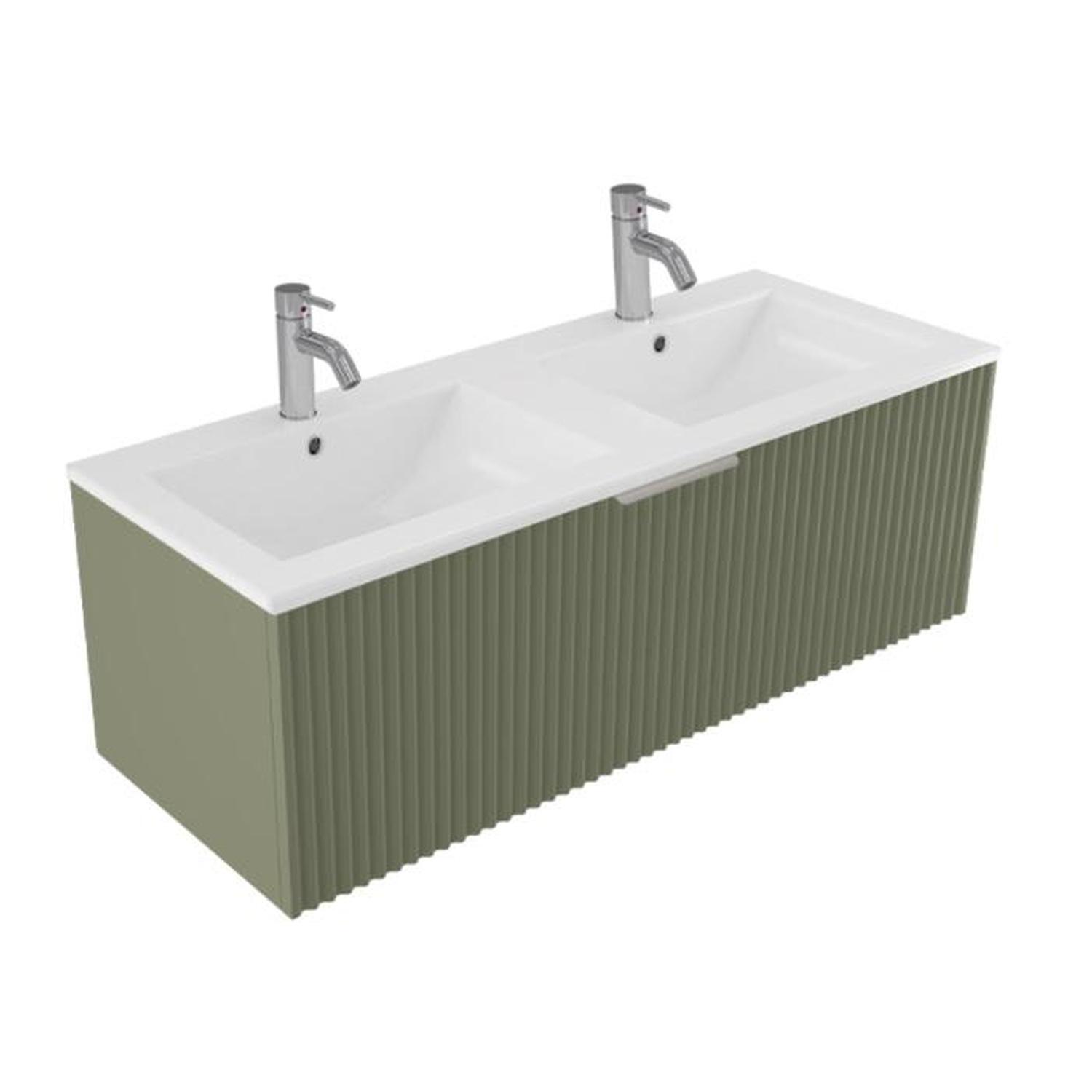 Wave Wall Hung Double Bowl Vanity 1200mm Muschio