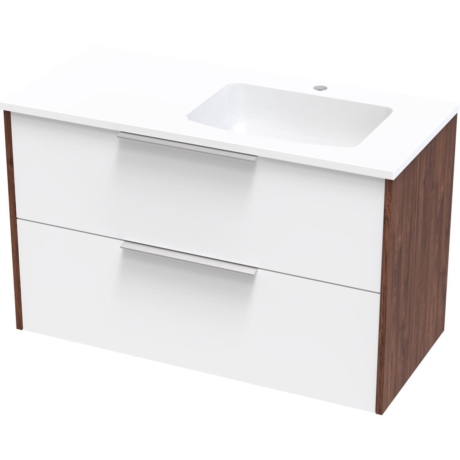 Nikau Grove 1000 Right Hand Bowl Double Drawer Wall Ultra Gloss White/Colour