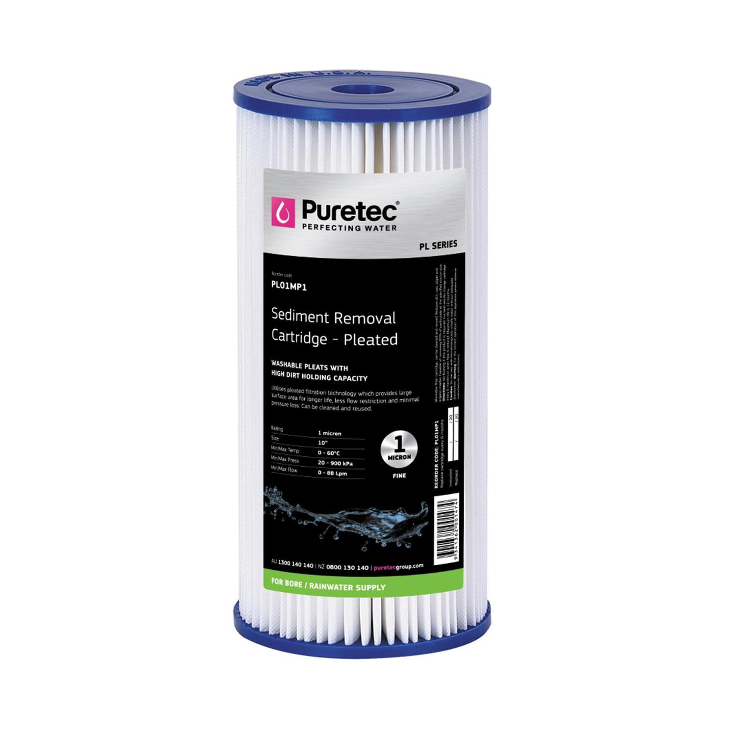 Pleated PL01MP1 Water Filter Cartridge 10 inch Large White