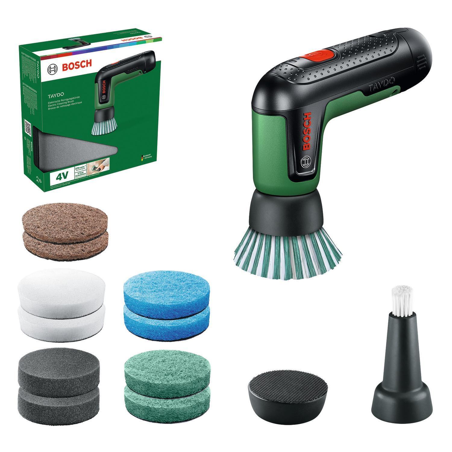 4.0V Cordless Power Cleaning Brush with 10 x Cleaning Pads, 2 x Brushes, 1 x Pad Holder and Case (TAYDO Set)