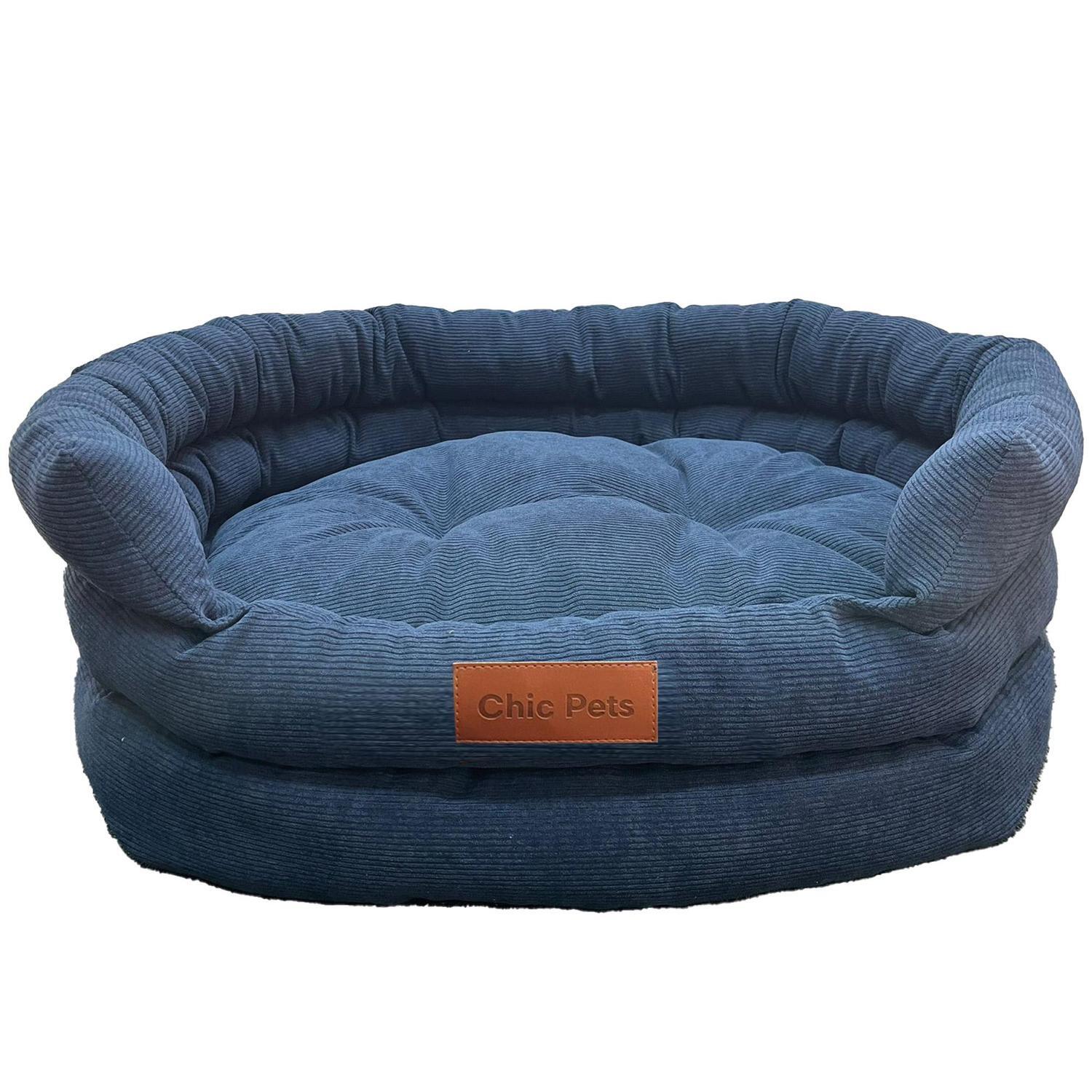 Dog Sofa Corduroy Bed Navy Small