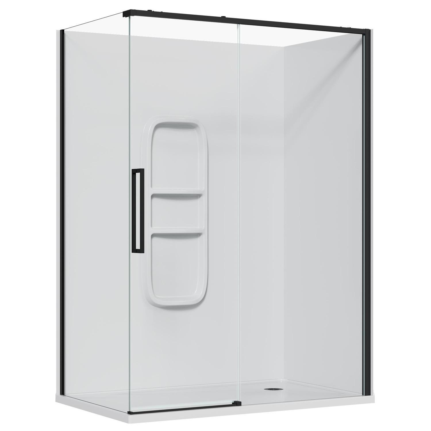 2 Sided Frameless Sliding Side Mould Acrylic Shower RH 1500 x 915 x 2040mm Black