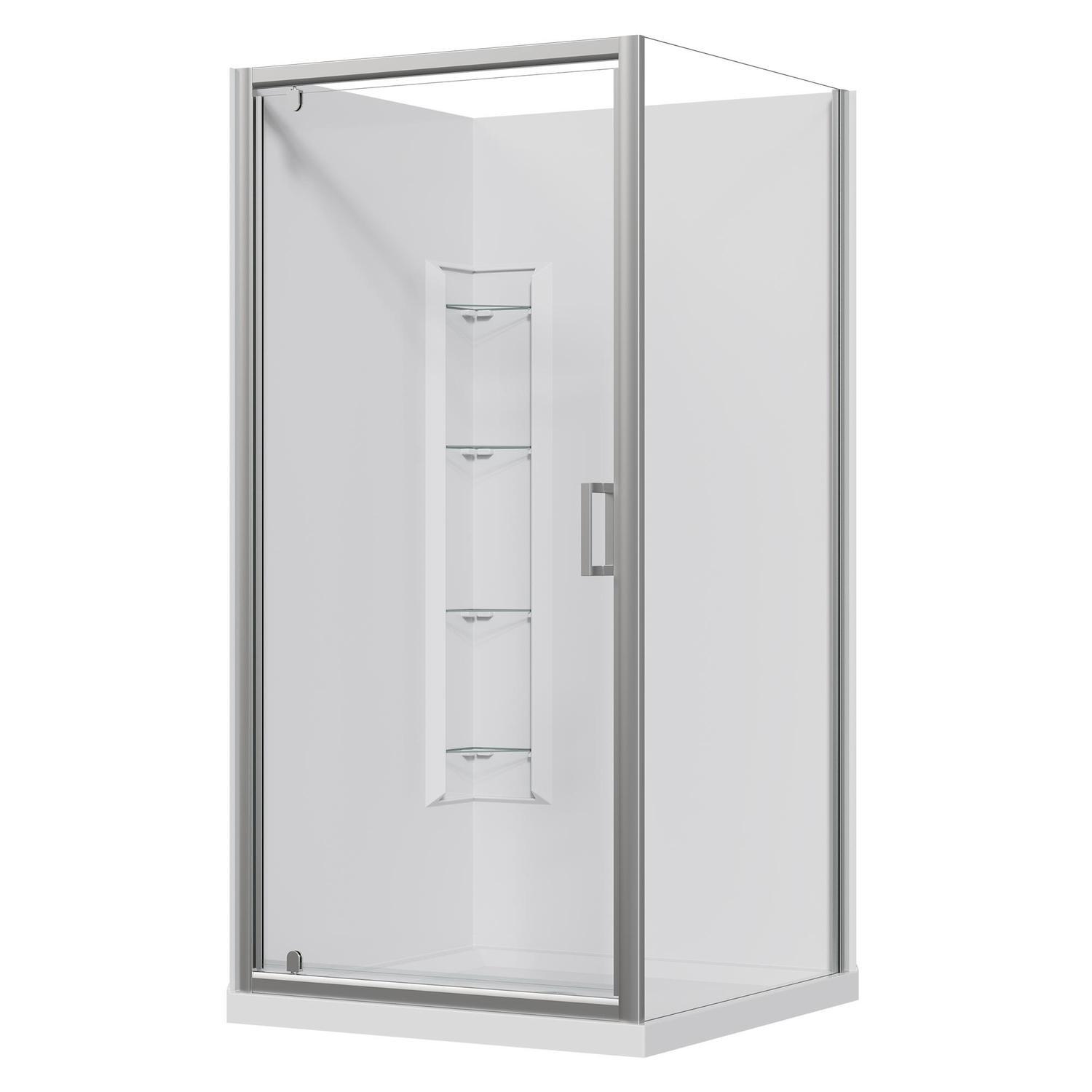 2 Sided Corner Mould Acrylic Shower 1000 x 1000 x 2015mm Chrome