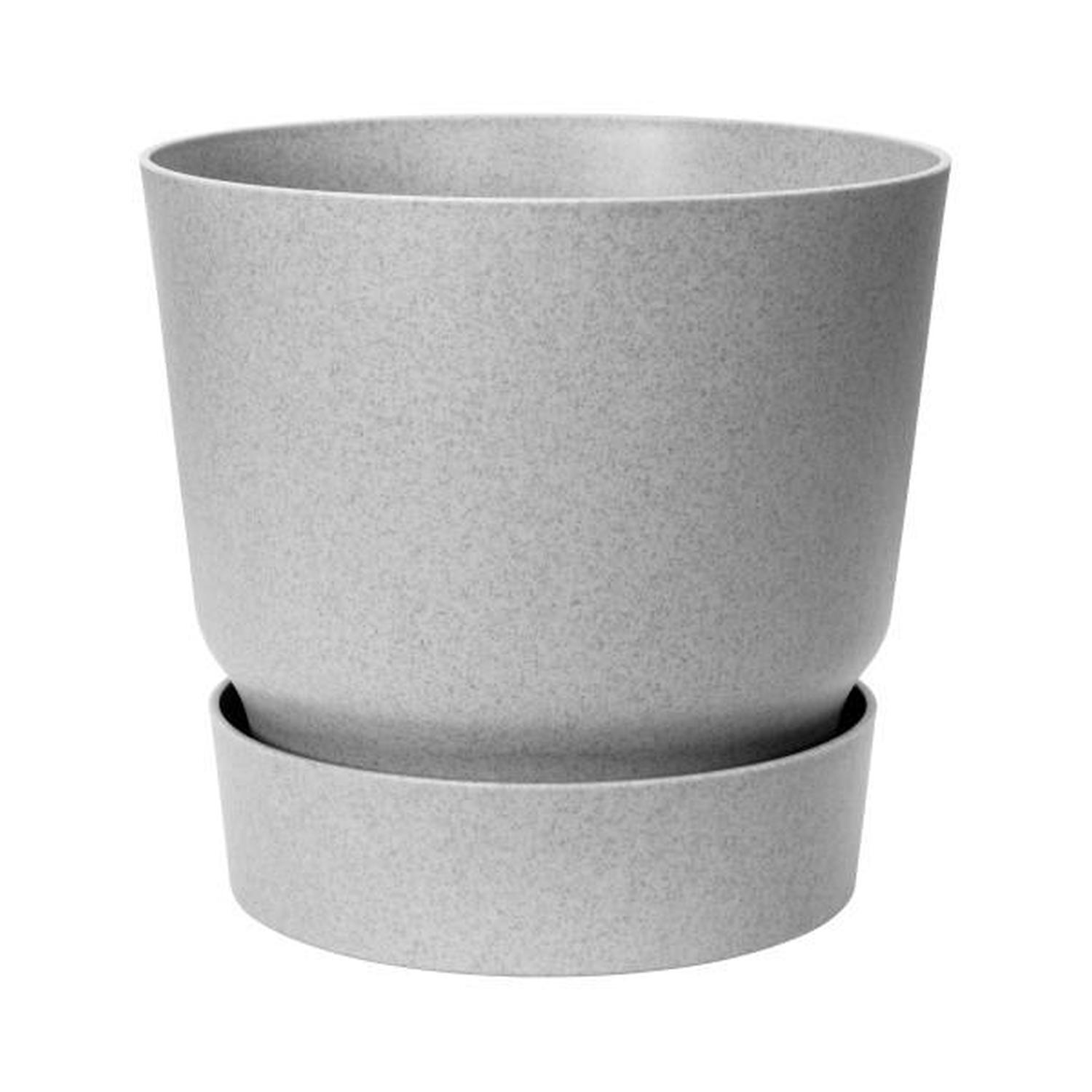 Plastic Pot with Saucer Grey 25cm