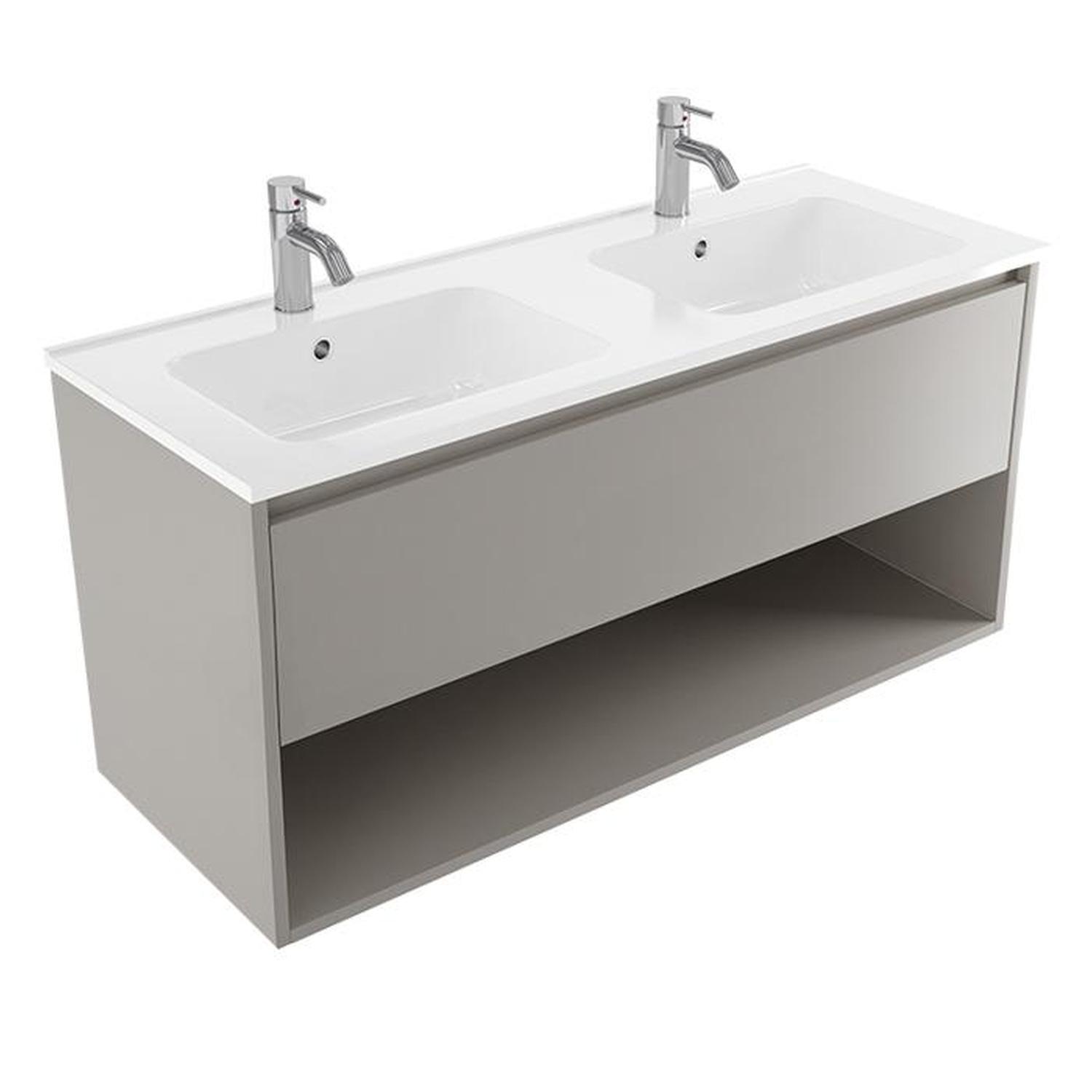 2 Bowl Wall Vanity 1200mm Dawn Grey