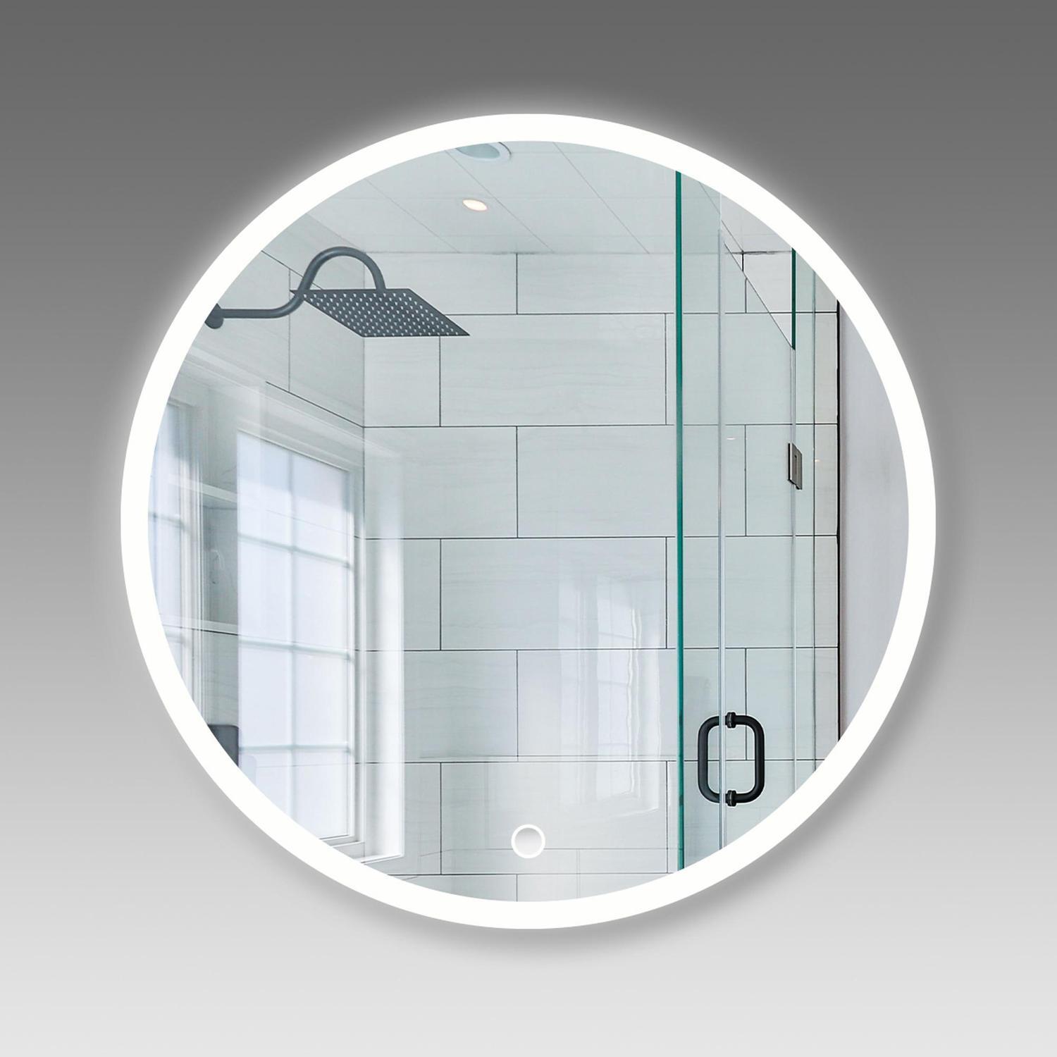 Front and Backlit Round LED Mirror with Demister 600mm dia