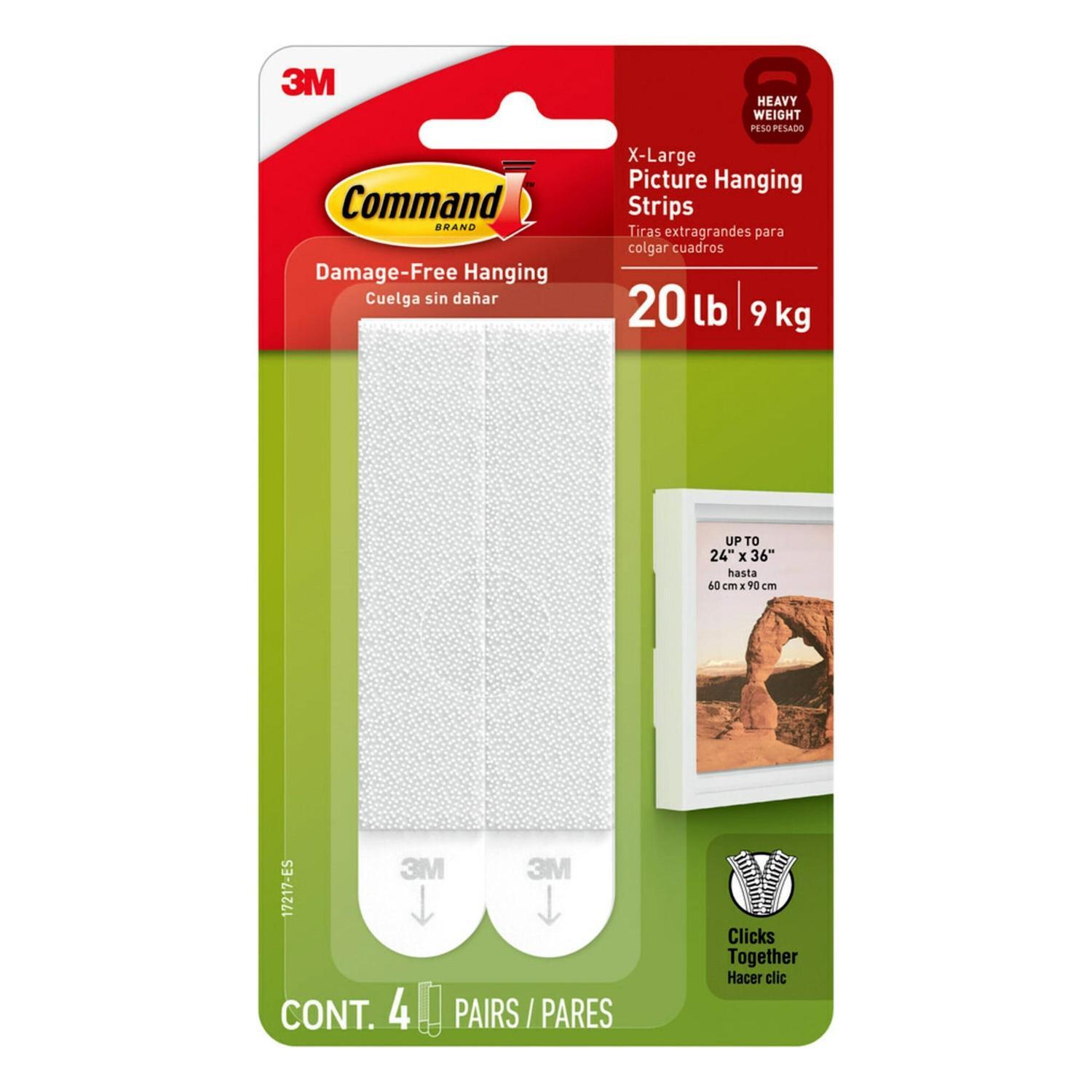 Picture Hanging Strip  Pack 4 White