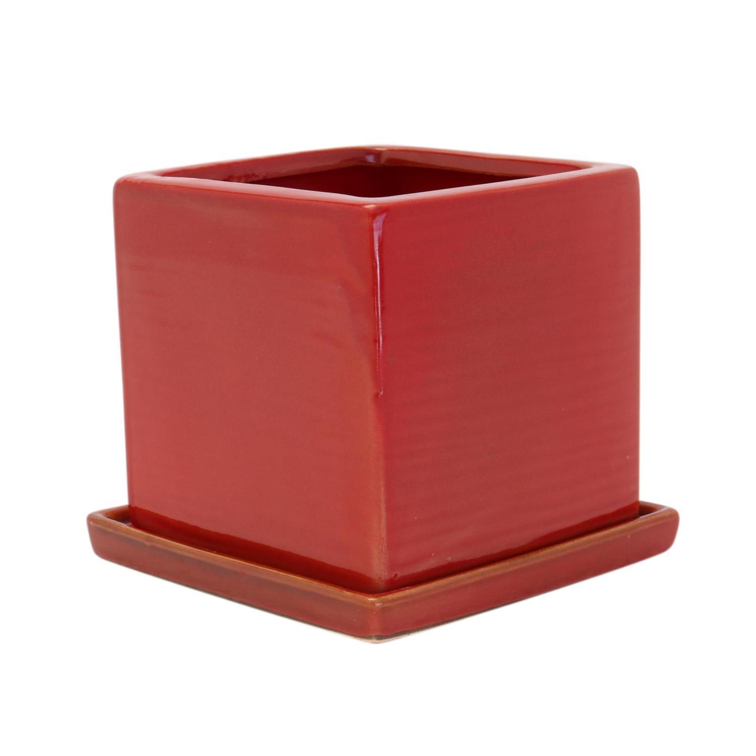 Glazed cube and saucer