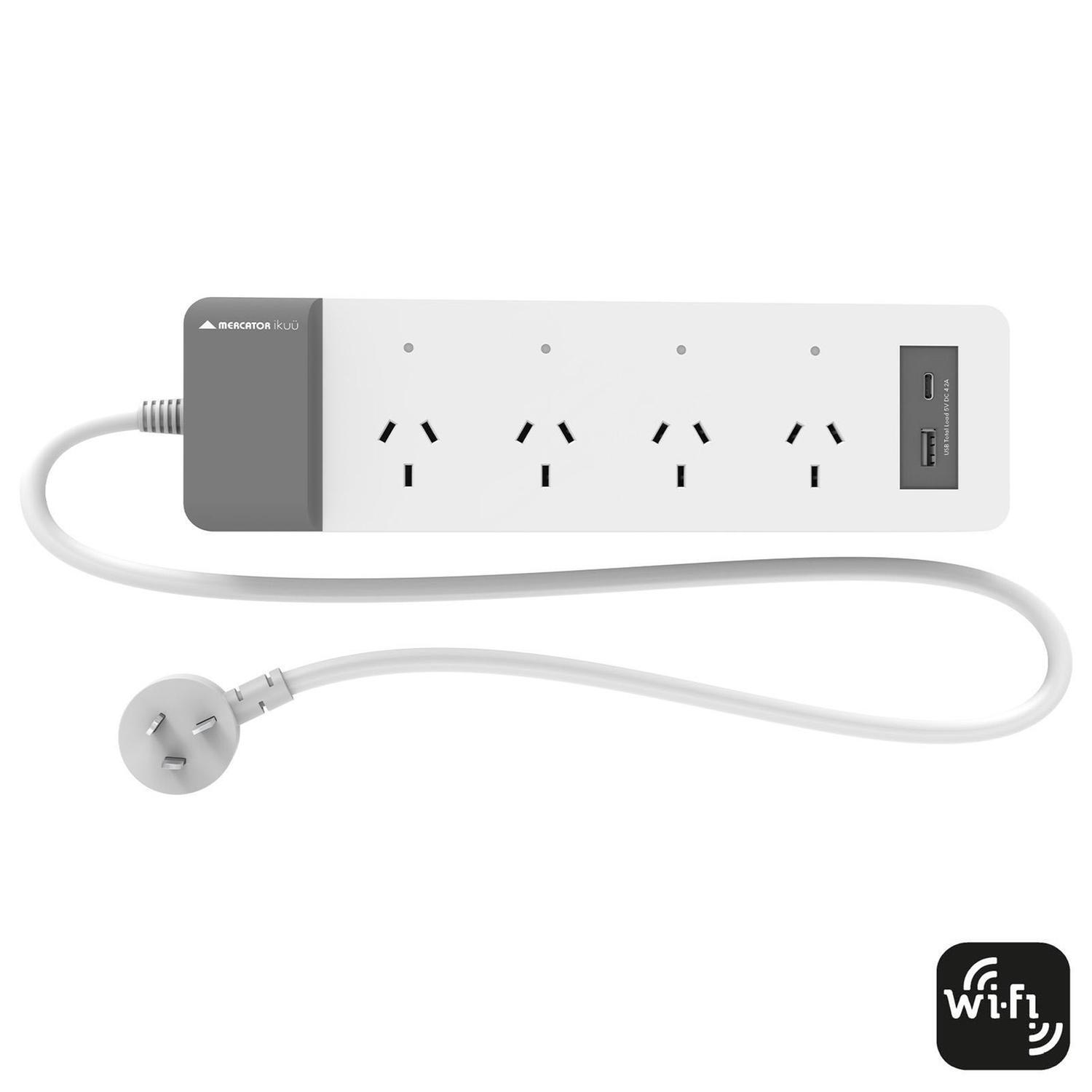 Smart WiFi Powerboard and USB Outlets 2400 Watt White