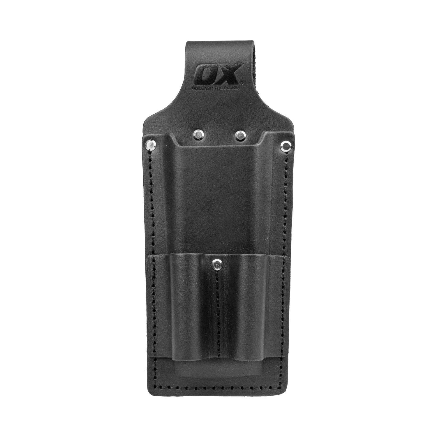 Leather Dual Chisel & Nip Holder Black