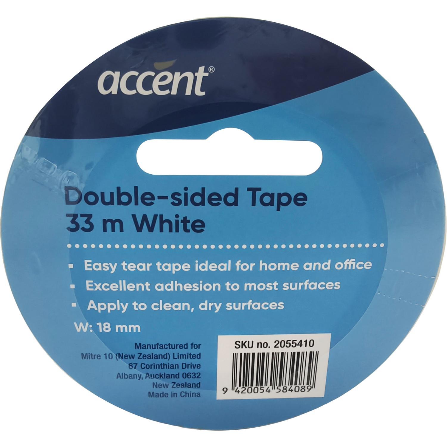 Double Sided Tape Accent 18mm x 33m White