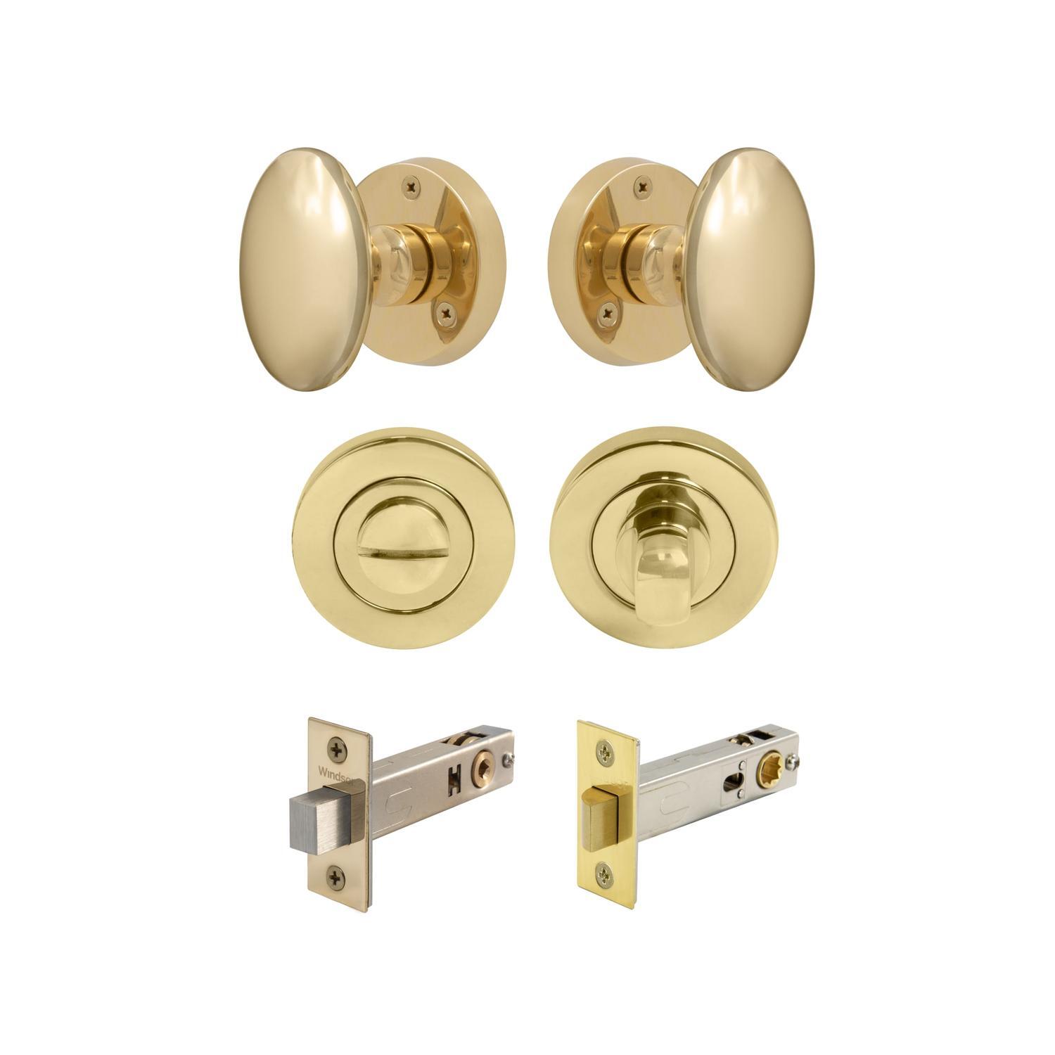 Camden Round Rose Privacy Set Polished Brass