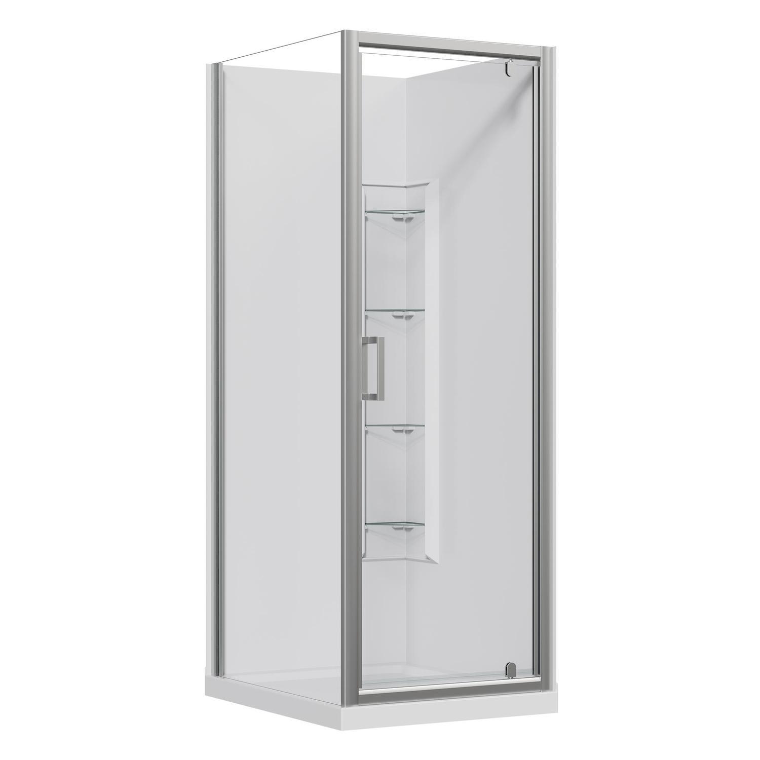 2 Sided Corner Mould Acrylic Shower RH 750 x 900 x 2015mm Chrome