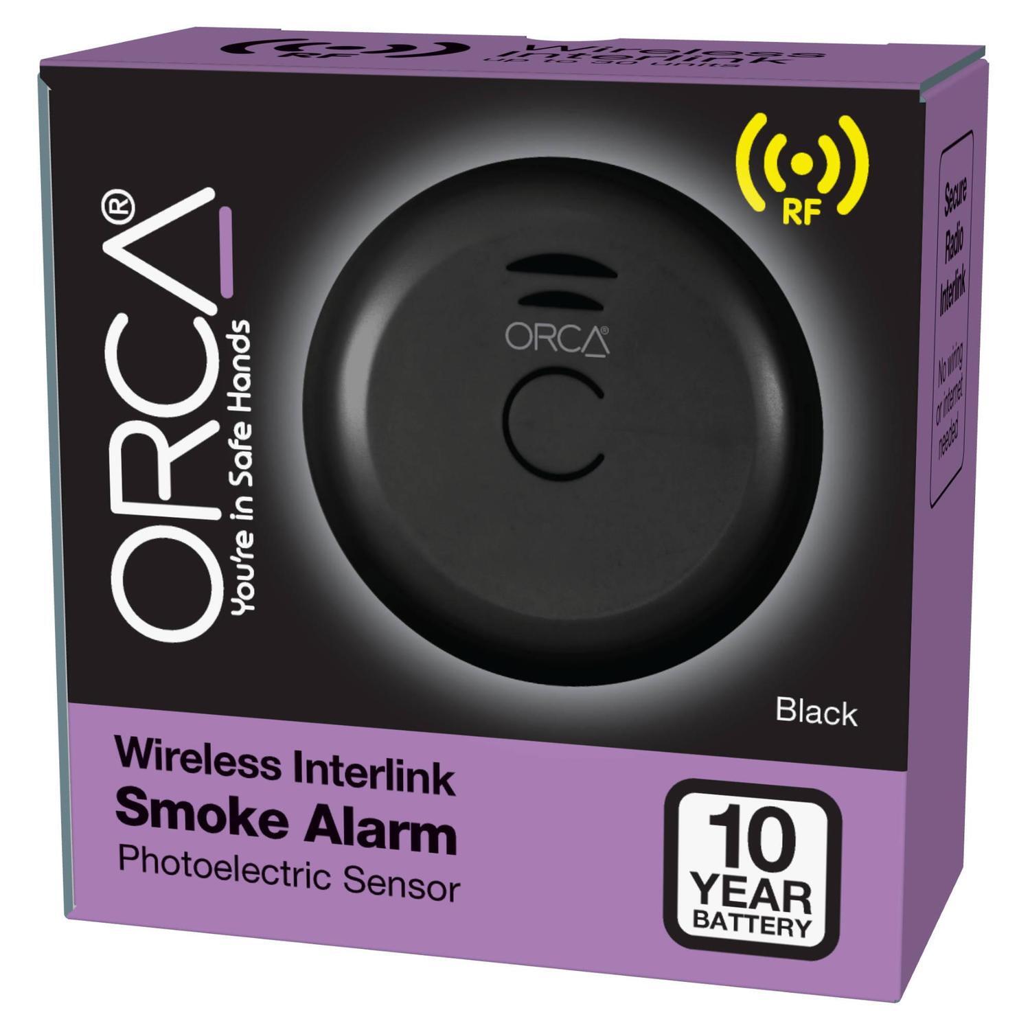 10 Year Wireless Interlink Smoke Alarm Black
