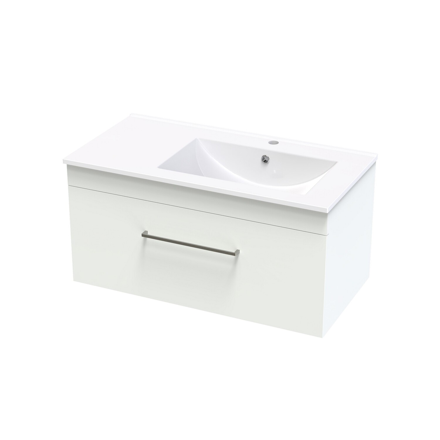 Cashmere Valley 900 Right Hand Bowl Sng Drawer White Melamine