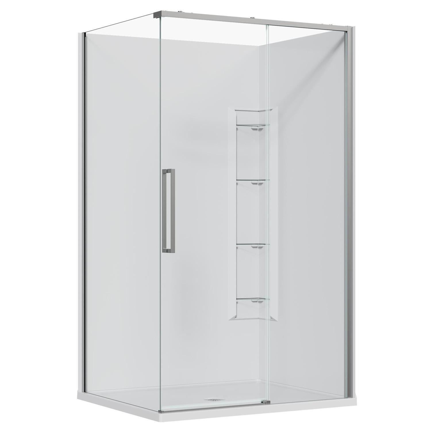 2 Sided Frameless Sliding Corner Mould Acrylic Shower RH 1200 x 1000 x 2040mm Chrome