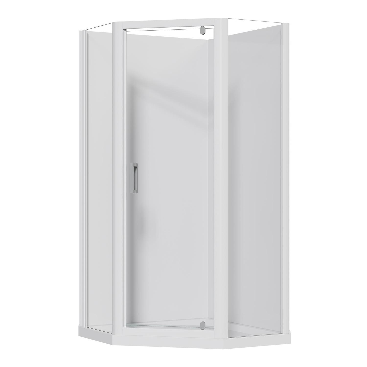 Corner Angle Flat Wall Acrylic Shower 1000 x 1000 x 2015mm White