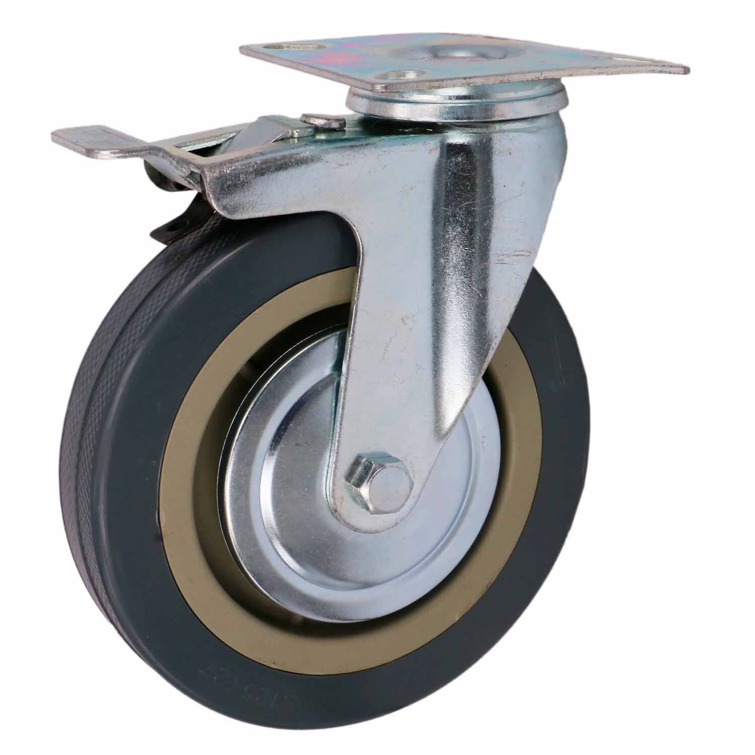 Rubber Swivel Castor With Brake