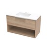 Nikau Grove Nikau Drawer Open Wall Hung Vanity H: 620mm, W: 990mm, D: 453mm Rural Oak