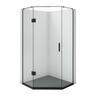 Solara 1000 x 1000mm Angle Front Black Tray, Liner and Matte Black Hinged Screen Package