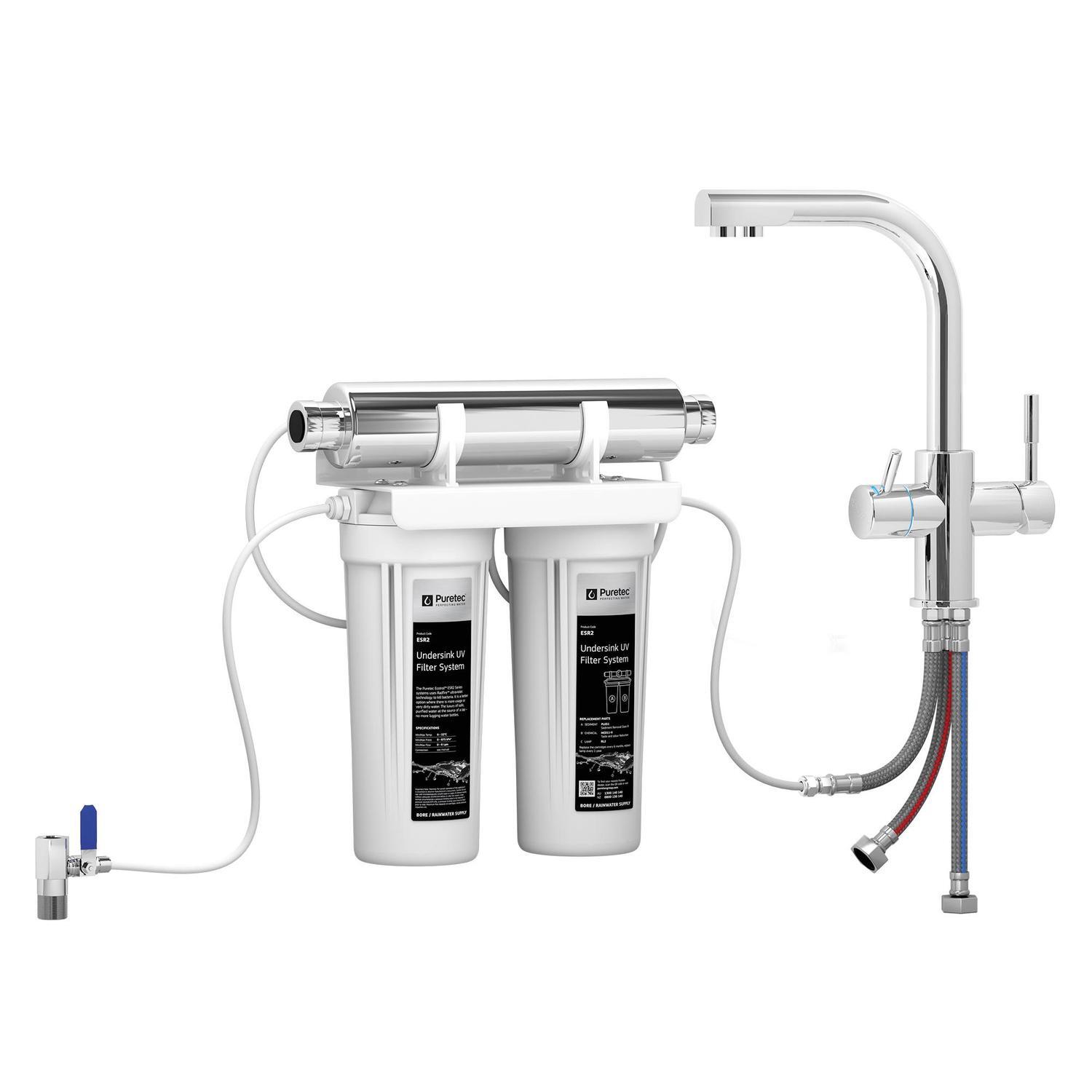 Dual T3 UV Water Filter Kit  Chrome