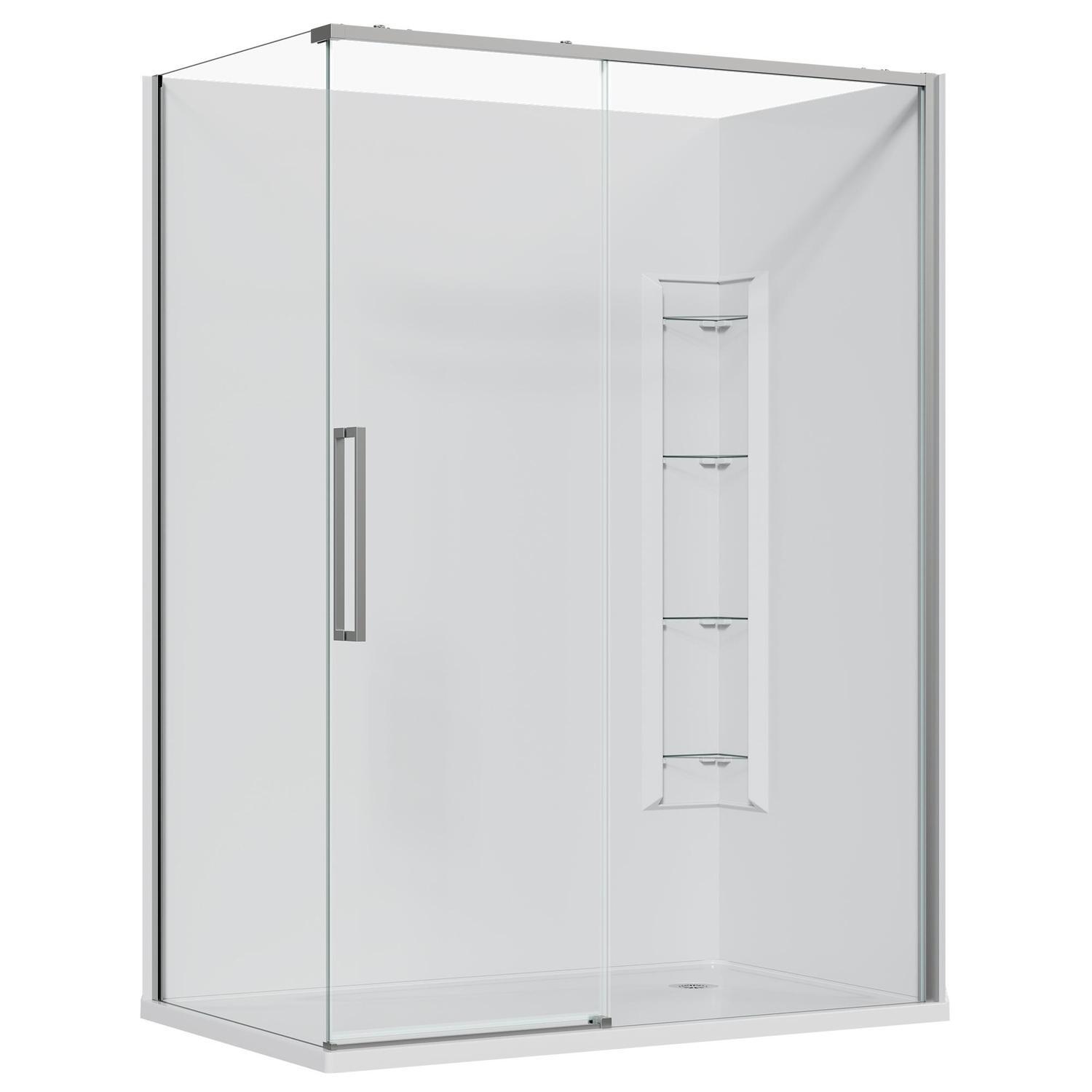 2 Sided Frameless Sliding Corner Mould Acrylic Shower RH 1500 x 915 x 2040mm Chrome