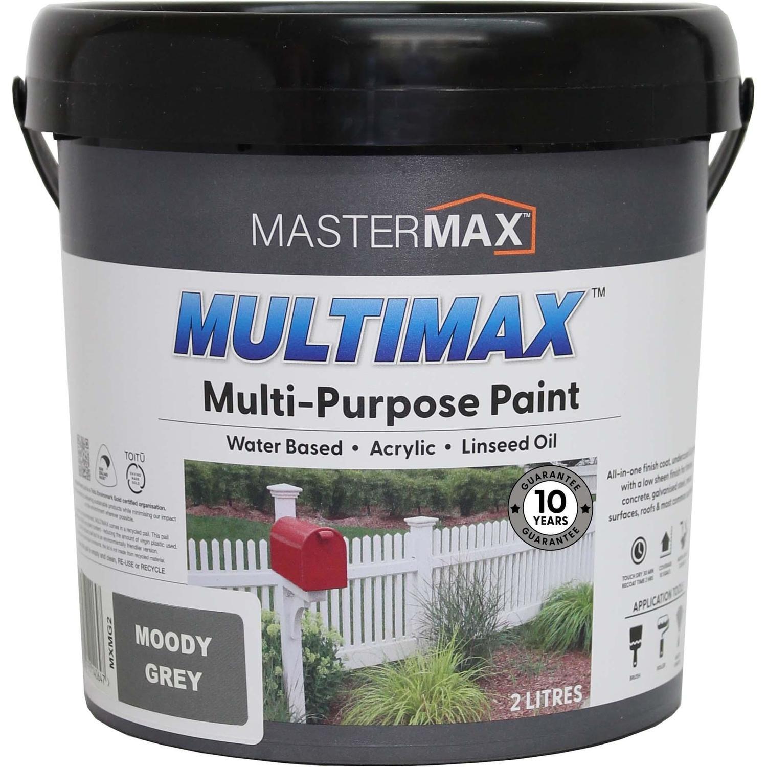Multi-Purpose Paint Water Based Acrylic and Linseed Oil 2L Moody Grey
