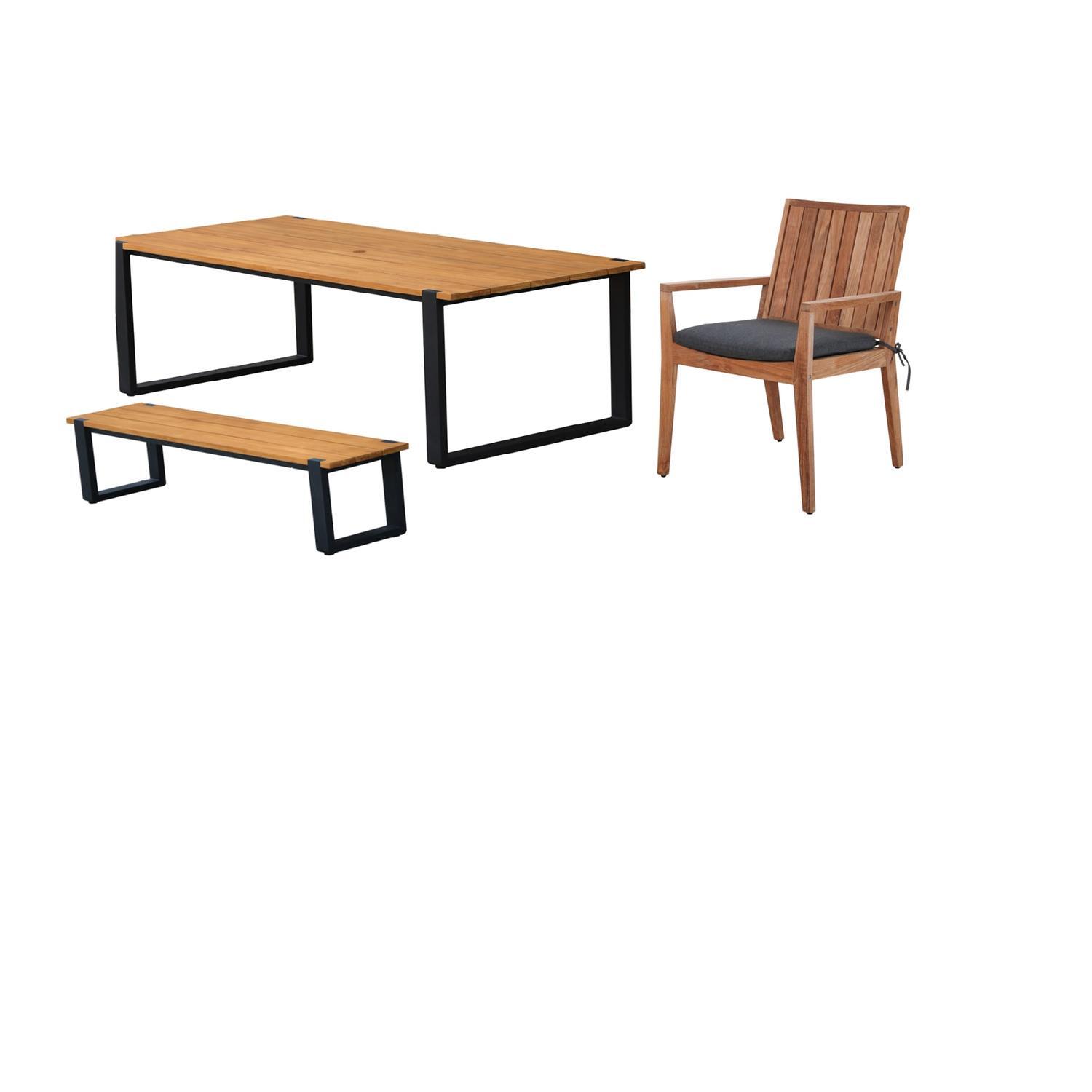 Outdoor Dining Setting With Bench Seat and Milano Arm Chairs 5 Piece