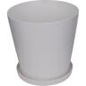 Florist Pot and Saucer M White